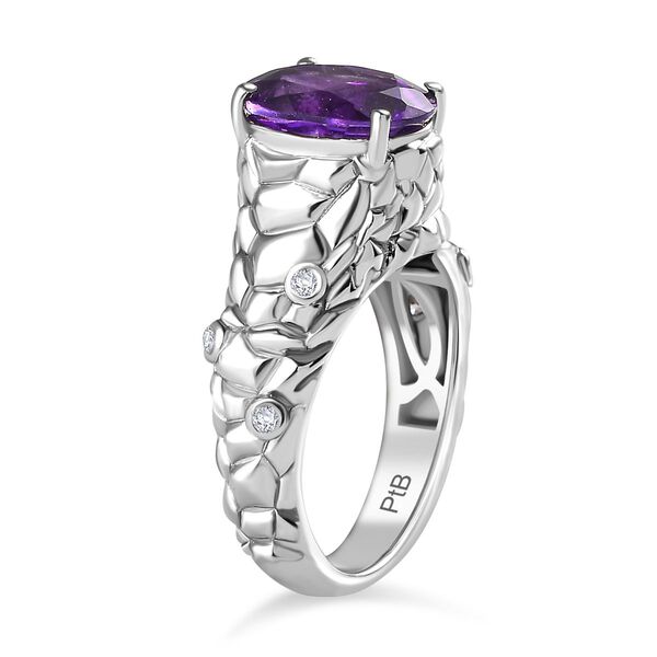 Afrikanischer Amethyst, Wei&szlig;er Zirkon Ring Messing (Gr&ouml;&szlig;e 21.00) ca. 2,84 ct image number 4