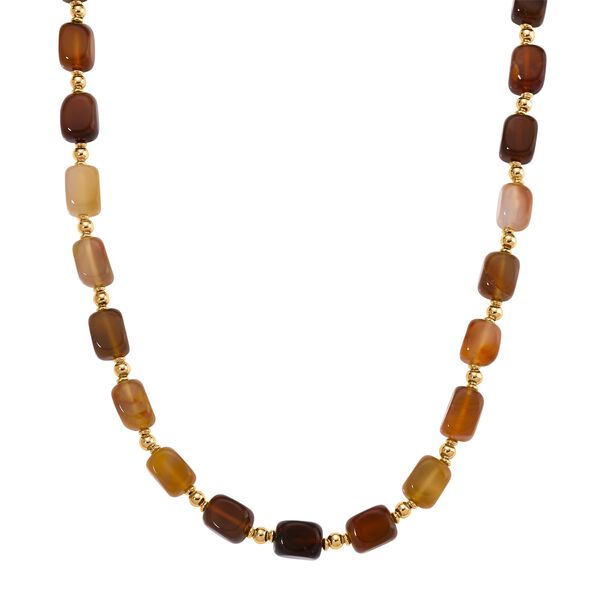 Karneol Halskette, flexibel, vergoldet ca. 300.00 ct