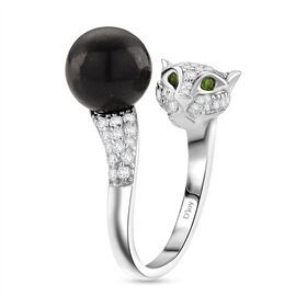 D'Joy Shungit, natürlicher Chromdiopsid und Zirkon Ring - 6,96 ct.