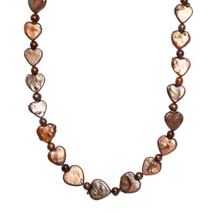 Champagne Perlen Halskette ca. 45 cm 925 Silber rhodiniert