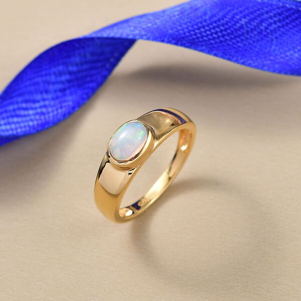 D'Joy AA Natürlicher, äthiopischer Welo Opal Ring 925 Silber 750 Gelb Vergoldet (Größe 21.00) ca. 0,53 ct image number 1