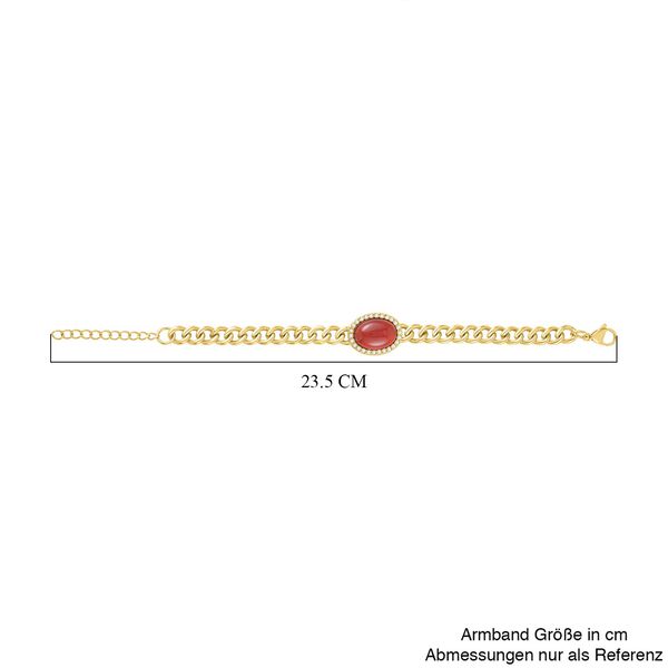 Gef&auml;rbter roter Achat, wei&szlig;er Kristall Armband, ca. 19 cm Reiner Edelstahl,nca. 10.01 ct image number 6