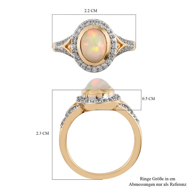 Nat&uuml;rlicher &Auml;thiopischer Opal und Zirkon Ring 925 Silber vergoldet  ca. 1,34 ct image number 7