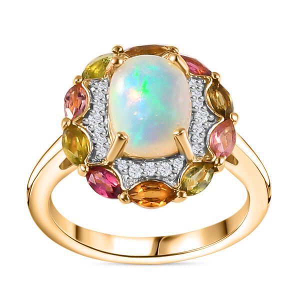 AA Natürlicher, äthiopischer Welo Opal, Multi-Turmalin und Zirkon Ring - 2,45 ct. image number 5
