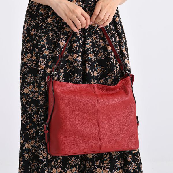 Leder-Crossbody-Tasche mit 3 Tragevarianten, 32x12x25 cm, Rot image number 4