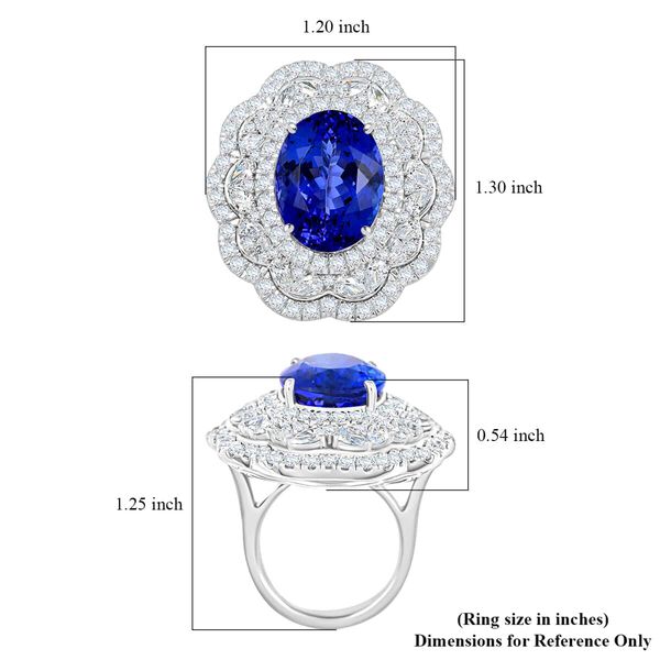 Chairman's Vault Collection - zertifiziert und geprüft RHAPSODY AAAA Tansanit und VS-EF Diamant Ring in 950 Platin - 20,10 ct. image number 4