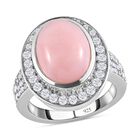 Rosa Opal und weißer Zirkon-Ring, 925 Silber platiniert, 5,83 ct. image number 3