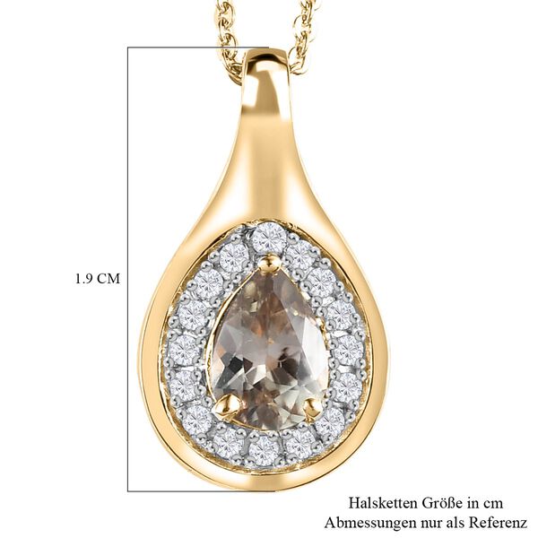 AAA Turkizit und wei&szlig;er Zirkon-Anh&auml;nger mit Kette, 50 cm - 0,93 ct. image number 6