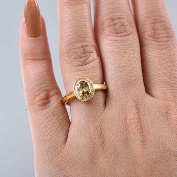 AA Nat&uuml;rlicher goldener Tansanit und Diamant Ring - 0,84 ct.