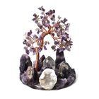 Handgefertigter Amethyst-Lebensbaum aus Heilsteinen, Glücksbaum mit Kupferdraht und Naturkristallen, ca. 12x12cm