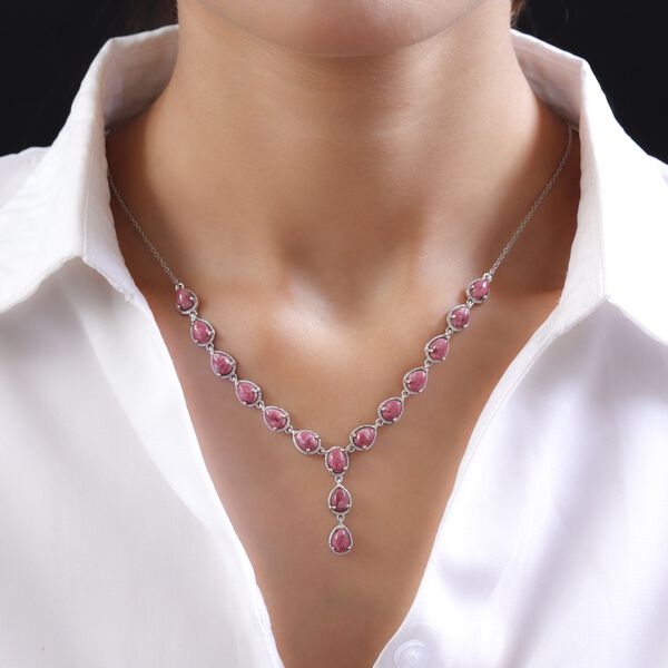 Norwegische Thulit-Halskette, ca. 45 cm, 925 Silber platiniert ca. 16.91 ct image number 2