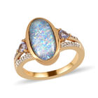Boulder Opal Triplett und Tansanit Ring 925 Silber Gelbgold Vermeil  ca. 2,47 ct image number 3