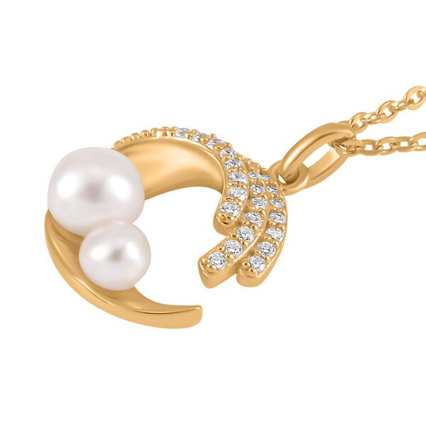 2er-Set - Weiße Süßwasserperlen Halskette und Ohrringe in vergoldetem 925er Silber - 3,64 ct. image number 4