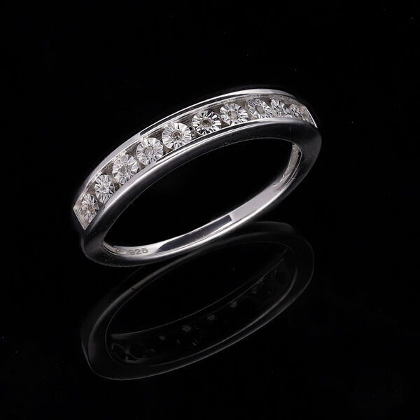 Half Eternity Diamant Ring, 925 Silber platiniert image number 1
