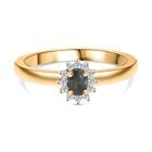 D’joy Alexandrit, Moissanit Ring 925 Silber 750 Gelbgold Vermeil (Größe 16.00) ca. 0,27 ct