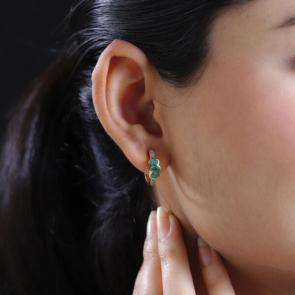 Kagem Sambischer Smaragd Ohrringe 925 Silber Gelbgold Vermeil ca. 1.22 ct image number 3