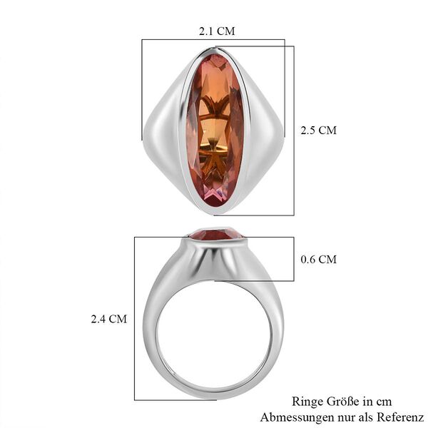 Padparadscha Quarz Triplette Ring, 925 Silber platiniert (Gr&ouml;&szlig;e 18.00) ca. 7.43 ct image number 7