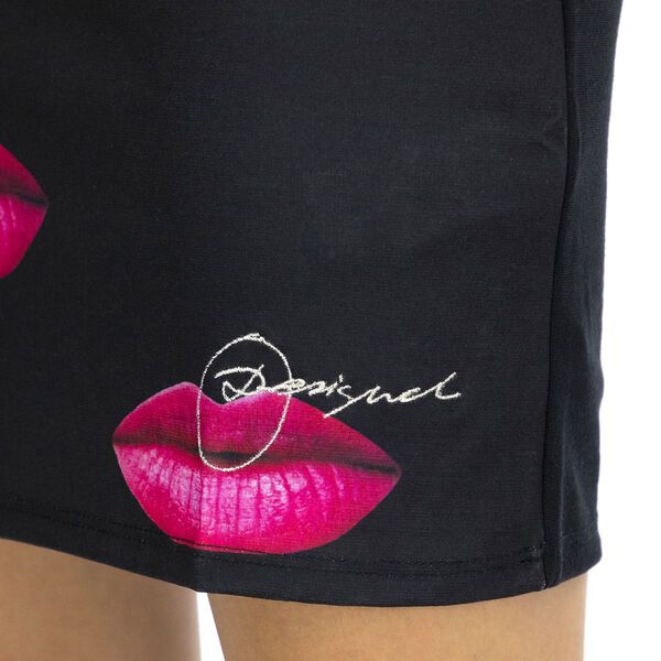 DESIGUAL, Designer-Kleid mit kurzen &Auml;rmeln und Lippendruck, Schwarz, Gr&ouml;&szlig;e- 38 image number 4