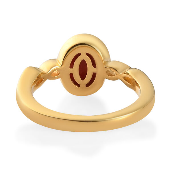 Koralle Solitär Ring 925 Silber vergoldet  ca. 1,44 ct image number 5