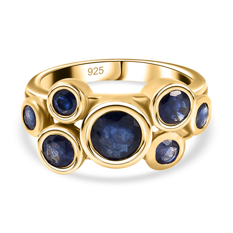 Fissure gefüllt blauer Saphir Ring 925 Silber 585 Vergoldet image number 0