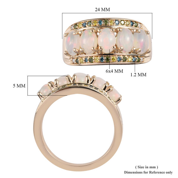 AAA nat&uuml;rlicher, &auml;thiopischer Opal und mehrfarbiger Diamant-Ring, SI, 585 Gelbgold  ca. 1,93 ct image number 4