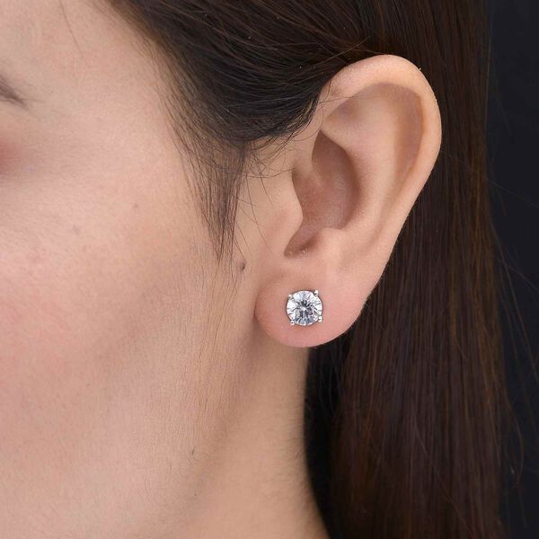 LUSTRO STELLA Hergestellt mit ZIRKONIA Ohrstecker 925 Silber Platin-Überzug image number 3