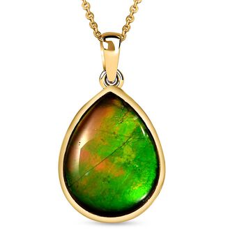 Kanadischer Ammolit Anh&auml;nger mit Kette, 925 Silber Gelbgold Vermeil, ca. 5.58 ct