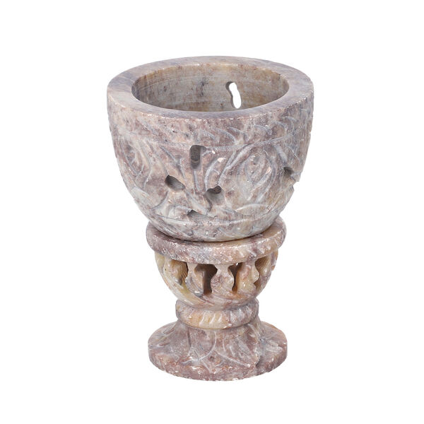 NAKKASHI handgeschnitzter Speckstein Eierbecher, Blattmuster, 2 teilig image number 5