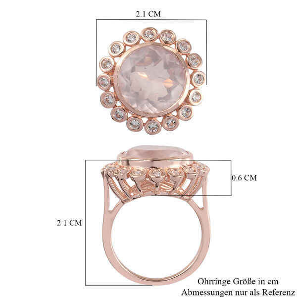 Rosenquarz und Zirkon-Ring, 925 Silber ros&eacute;vergoldet  ca. 5,87 ct image number 5