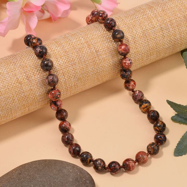 Leopard Jaspis Halskette ca. 45 cm Reiner Edelstahl ca. 230,55 ct. image number 2