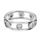 Doppelreihiger Ring mit Weißen Diamanten, 925 Silber rhodiniert (Größe 18.00)