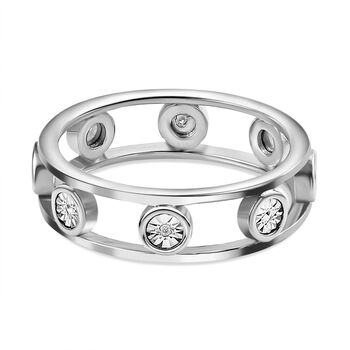 Doppelreihiger Ring mit Wei&szlig;en Diamanten, 925 Silber rhodiniert (Gr&ouml;&szlig;e 18.00)