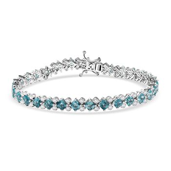 D joy AA Betroka Blauer Apatit, Wei&szlig;er Zirkon Armband ca. 19 cm 925 Silber rhodiniert ca. 14,88 ct.