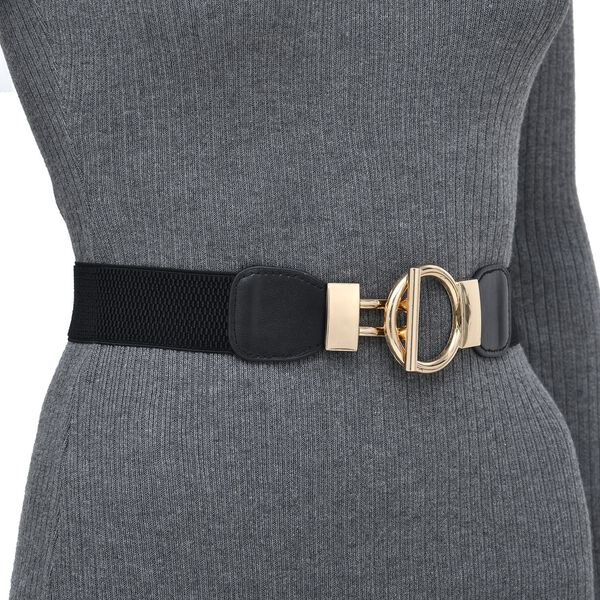 Modischer G&uuml;rtel mit Metallschnalle, Gr&ouml;&szlig;e 4x75 cm, gewebt, Schwarz image number 3