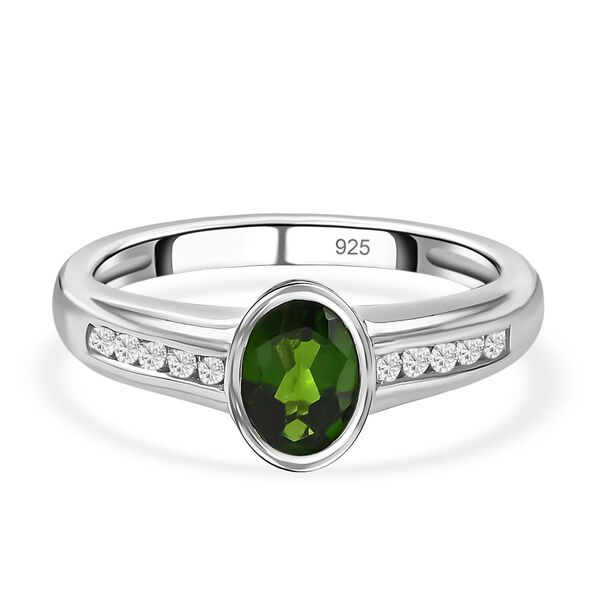 Natürlicher Chromdiopsid, 925 Silber platiniert, ca. 1,00 ct image number 0