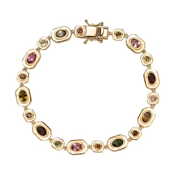 Mehrfarbig-Turmalin Armband ca. 20 cm 925 Silber Gelbgold Vermeil ca. 5,18 ct.