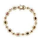 Mehrfarbig-Turmalin Armband ca. 20 cm 925 Silber Gelbgold Vermeil ca. 5,18 ct.
