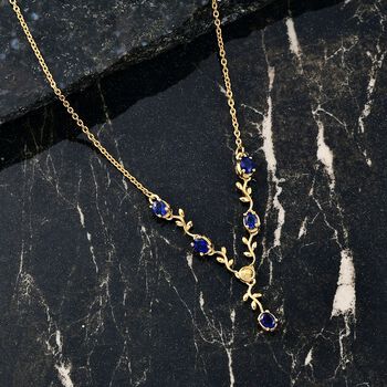 D'Joy Masoala Saphir (Fissure gef&uuml;llt) Halskette ca. 45 cm 925 Silber vergoldet ca. 0.48 ct