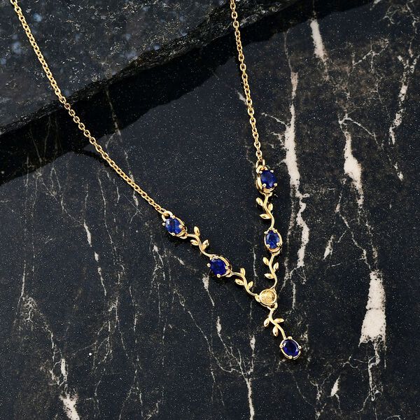 D'Joy Masoala Saphir (Fissure gef&uuml;llt) Halskette ca. 45 cm 925 Silber vergoldet ca. 0.48 ct image number 2