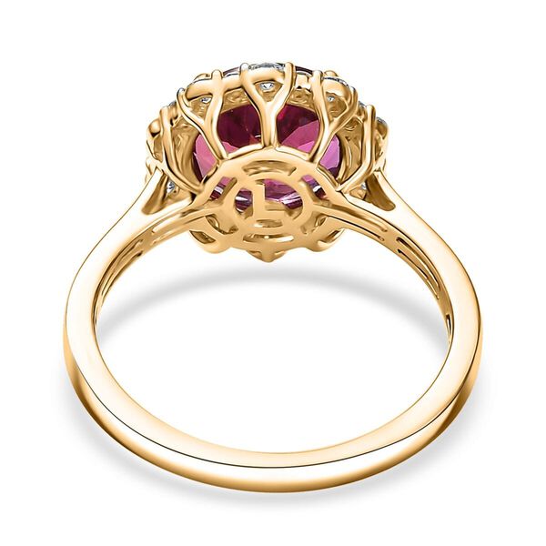 AAA Lab Grown Bixbite, Lab Grown Diamant Ring 417 Gold (Größe 16.50) ca. 3,66 ct image number 4