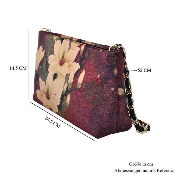 Luxury Edition: Seidenbrokat Handtasche mit Echtem Leder und Satin Geschenbox, RFID, Beere image number 6