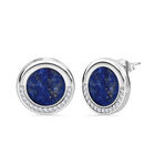Lapislazuli, Weißer Zirkonia Ohrringe 925 Silber rhodiniert ca. 5.27 ct