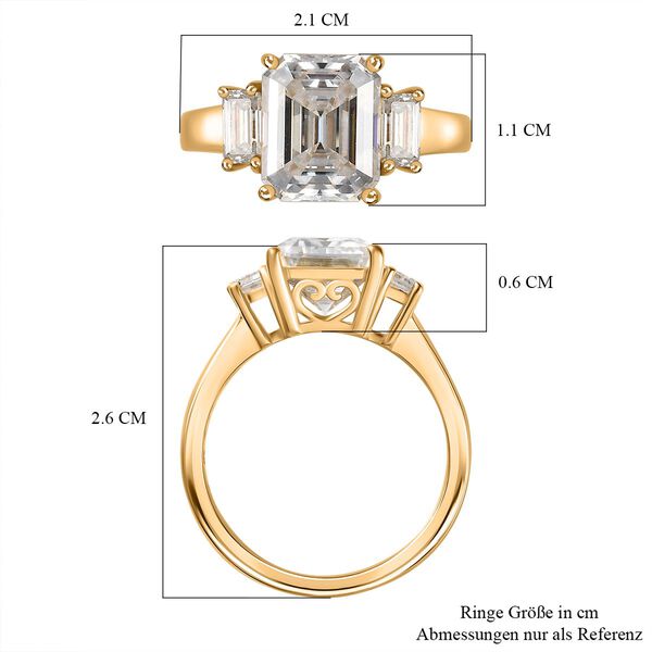 Moissanit Ring 925 Silber 750 Gelbgold Vermeil (Gr&ouml;&szlig;e 17.00) ca. 4,03 ct image number 6