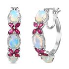 Petals of Dawn - D joy Natürlicher, äthiopischer Welo Opal, Rhodolith Granat Ohrringe 925 Silber rhodiniert ca. 5,06 ct.