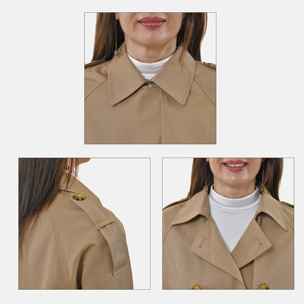 LA MAREY - Trenchcoat mit Hüftgürtel, L, Khaki image number 7