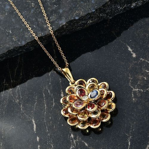 D'Joy AA Blauer Saphir, Mehrfarbig Saphir Schmuckset ca. 50 cm 925 Silber 750 Gelbgold Vermeil ca. 3.44 ct image number 1