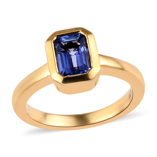 Tansanit Solitär Ring 925 Silber vergoldet  ca. 1,07 ct image number 4