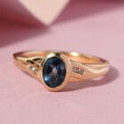 London Blau Topas und Zirkon Ring 925 Silber vergoldet  ca. 1,11 ct image number 1