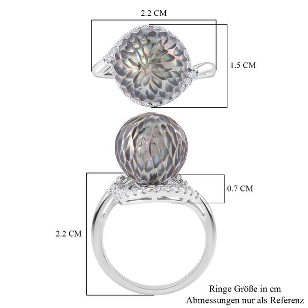 Tahiti Perle (11-12 mm), Moissanit Ring 925 Silber rhodiniert (Gr&ouml;&szlig;e 21.00) image number 6