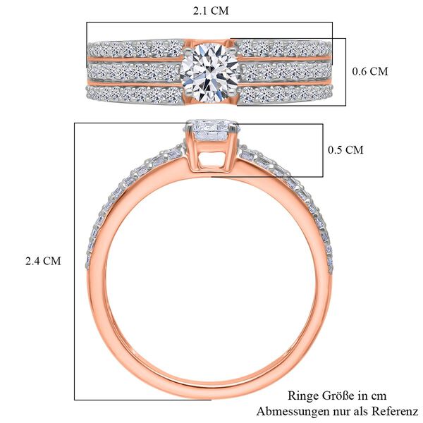 LUXURIANT DIAMOND - Lab Grown Diamant SI-GH SGL zertifiziert Ring 925 Silber 750 Ros&eacute;gold Vermeil (Gr&ouml;&szlig;e 18.00) ca. 1.00 ct image number 6